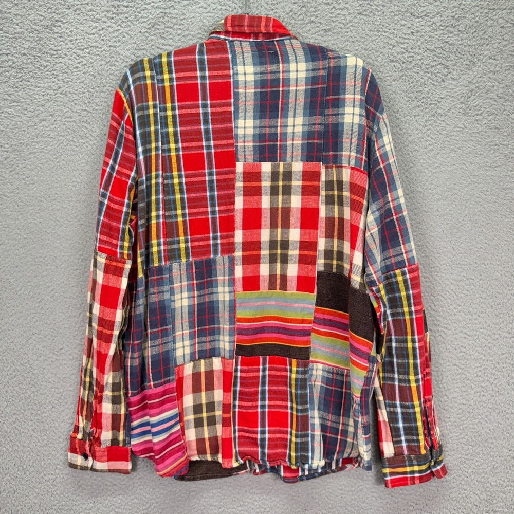 VTG Ralph Lauren Shirt Men XL Multi Color Patchwork Plaid Flannel Denim Supply - Picture 3 of 9